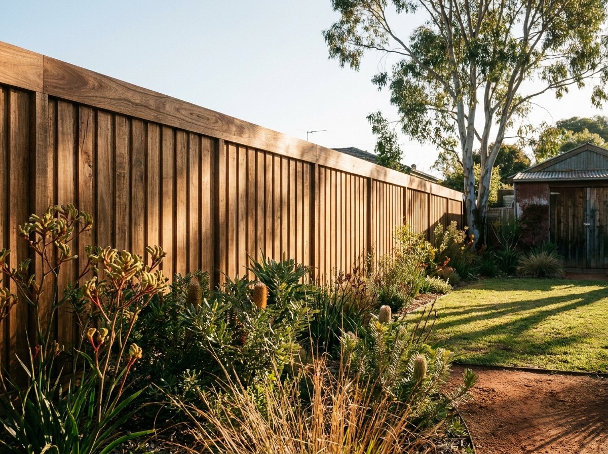 A timber fence in warm afternoon light